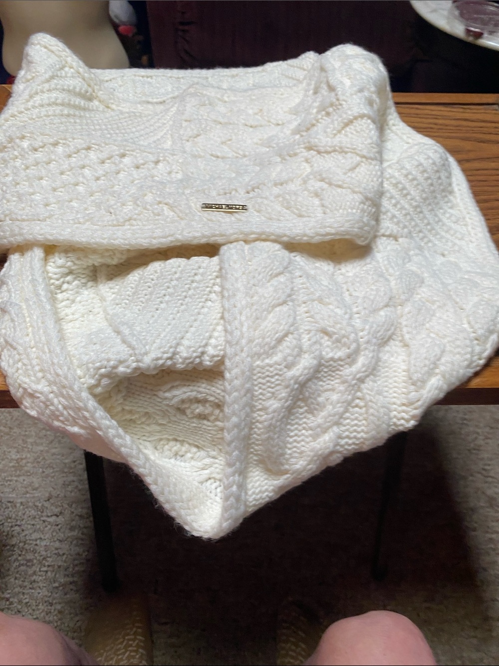 Michael Kors Ivory Cable Knit Sweater infinity scarf. New w tags photo’d